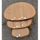 A 1980's Ercol Elm nest of tables, stamped 354 A,