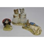 Royal Albert Beatrix Potter figures; Peter in the Gooseberry Net, Mittens and Moppet,