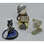 Noch Ein Fabrikat boy statue, approx height 14 cms, Royal Doulton Mouse statue approx height 10 cms,