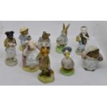 Nine Beswick Beatrix Potter statues, including; Pickles,