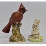 Beswick Cardinal Bird statue number 927, pinkish-purple colour, approx height 14 cms,