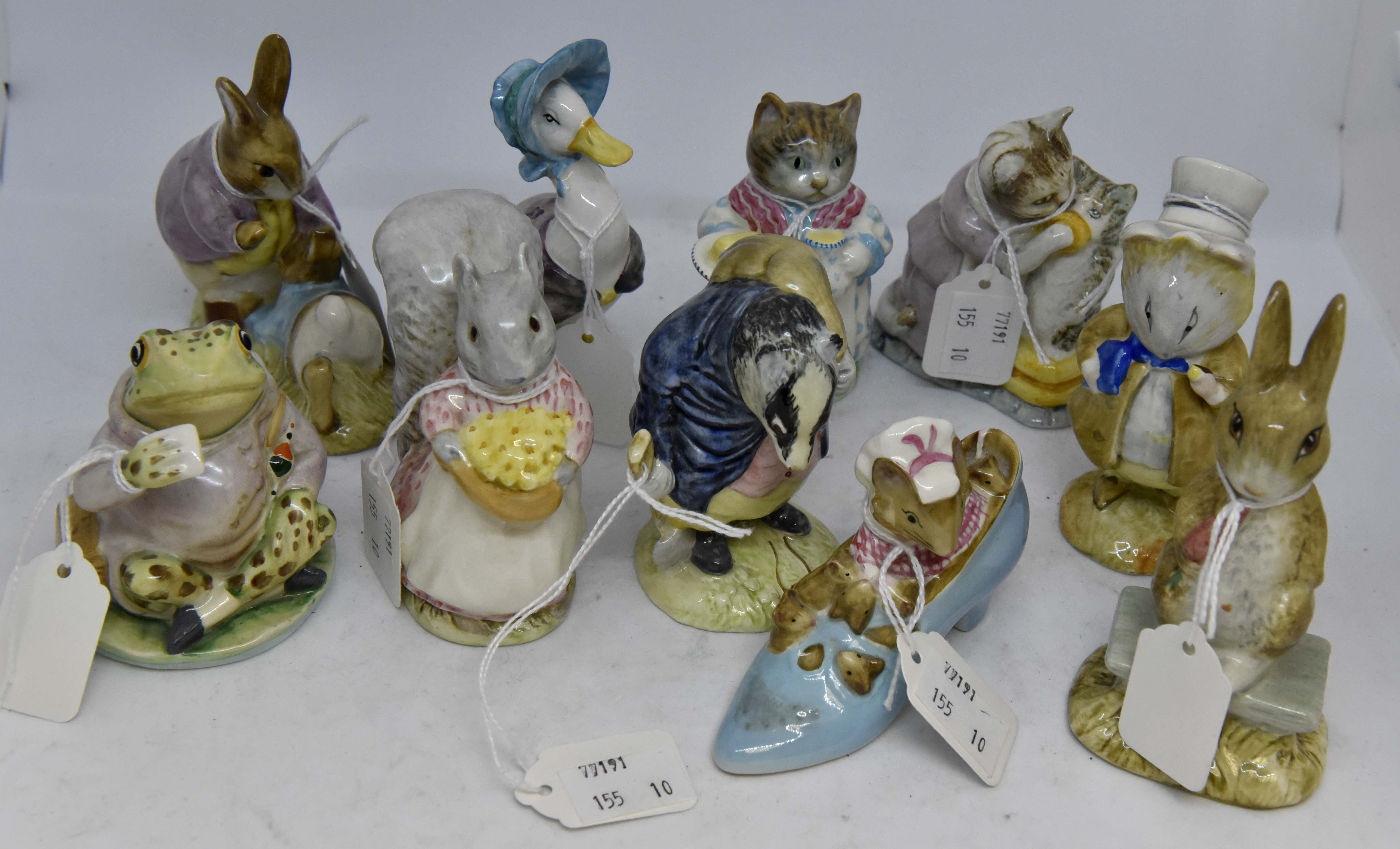 Beswick Beatrix Potter figures including; Amiable Guinea Pig, Mr Benjamin Bunny and Peter Rabbit,