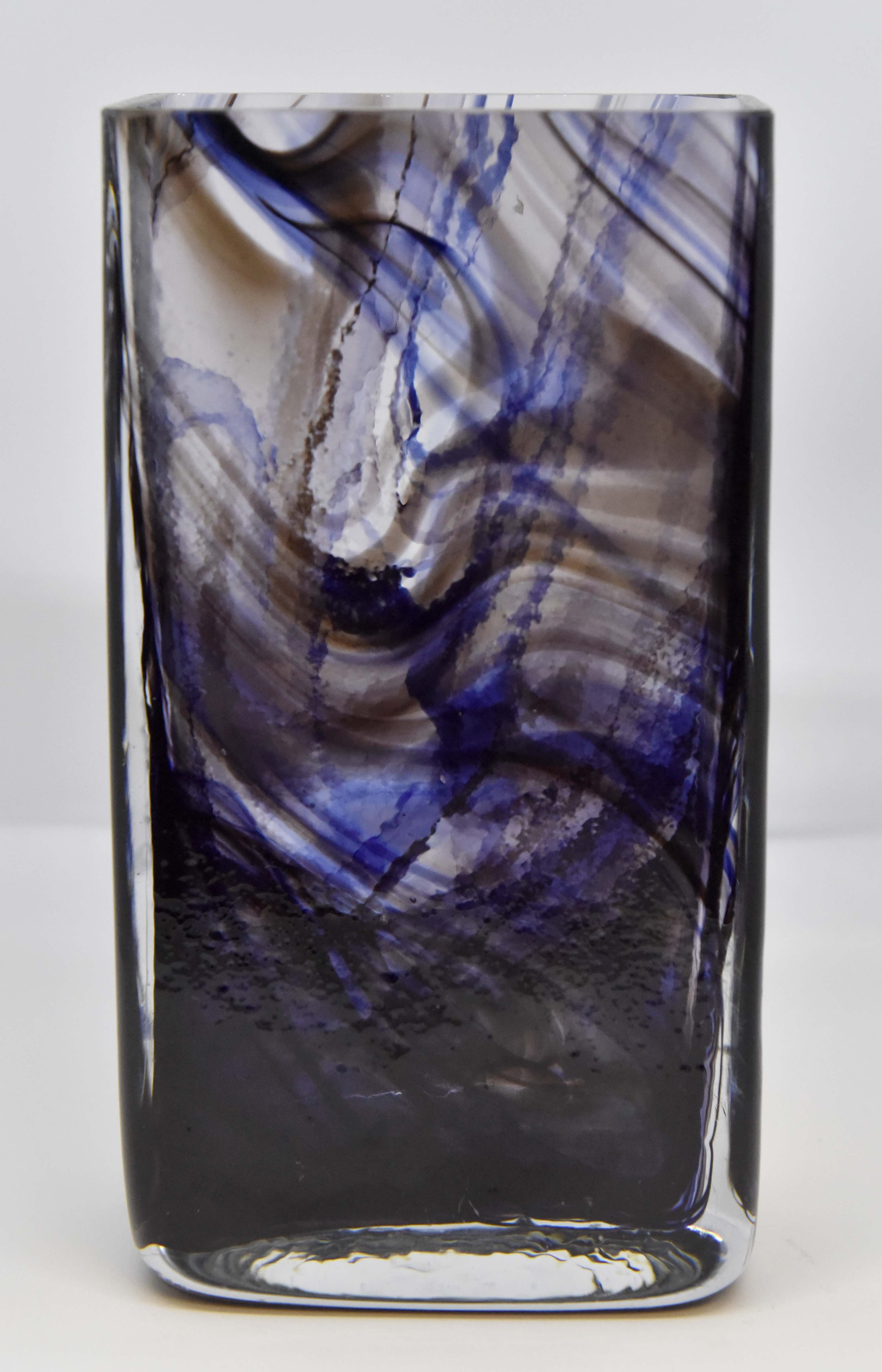 Whitefriars streaky vase, purple and blue, pattern number 9786,