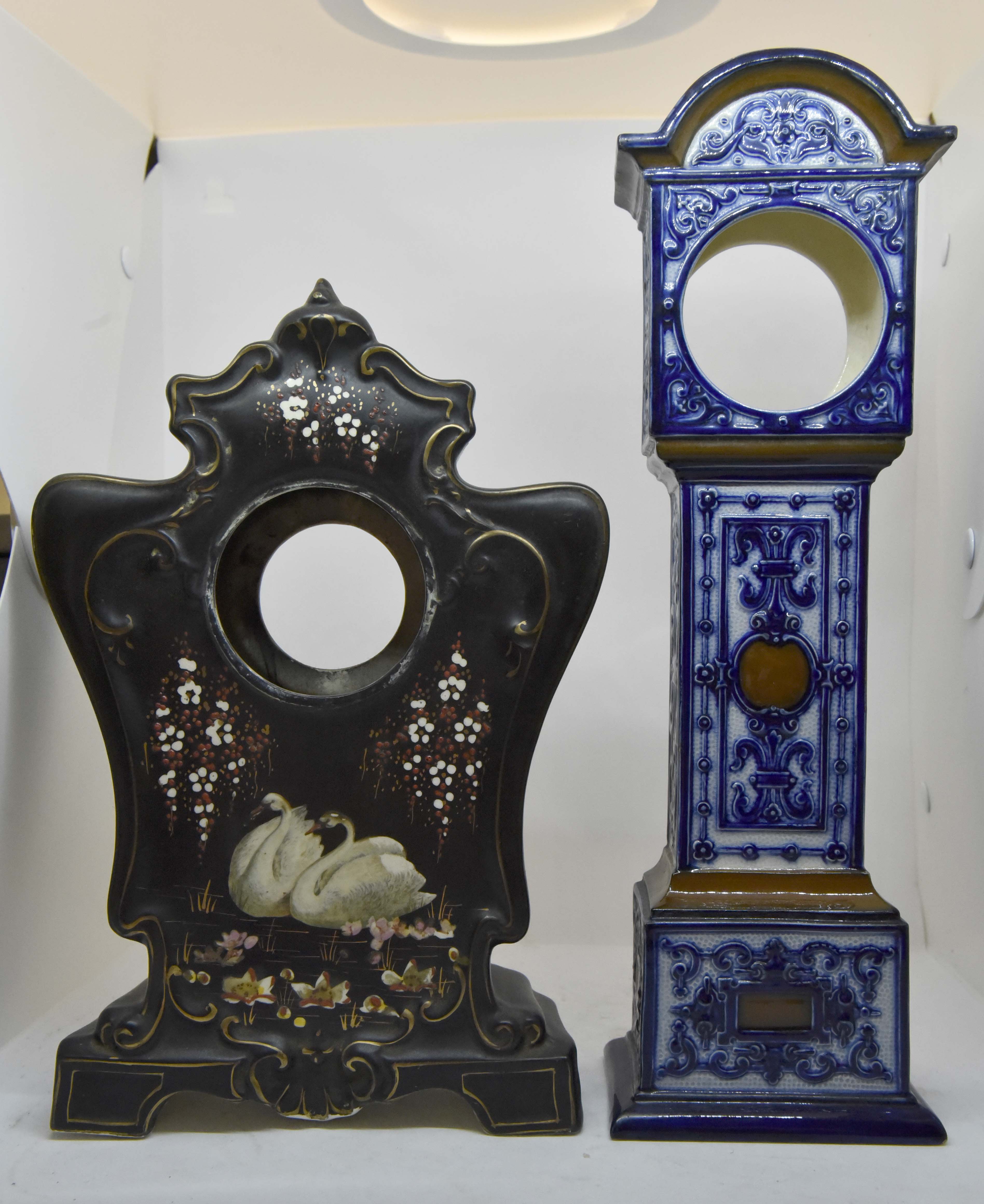 Royal Doulton ceramic watch stand modelled as a long case clock,