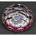 Whitefriars facet cut Millefiori single cane paperweight.