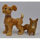 Beswick dog with collar Scamp (gloss 1058) and a small Corgi dog (gloss 1736)