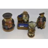 Doulton Lambeth miniatures, Toby jugs, lidded pot modelled as man with a pipe,