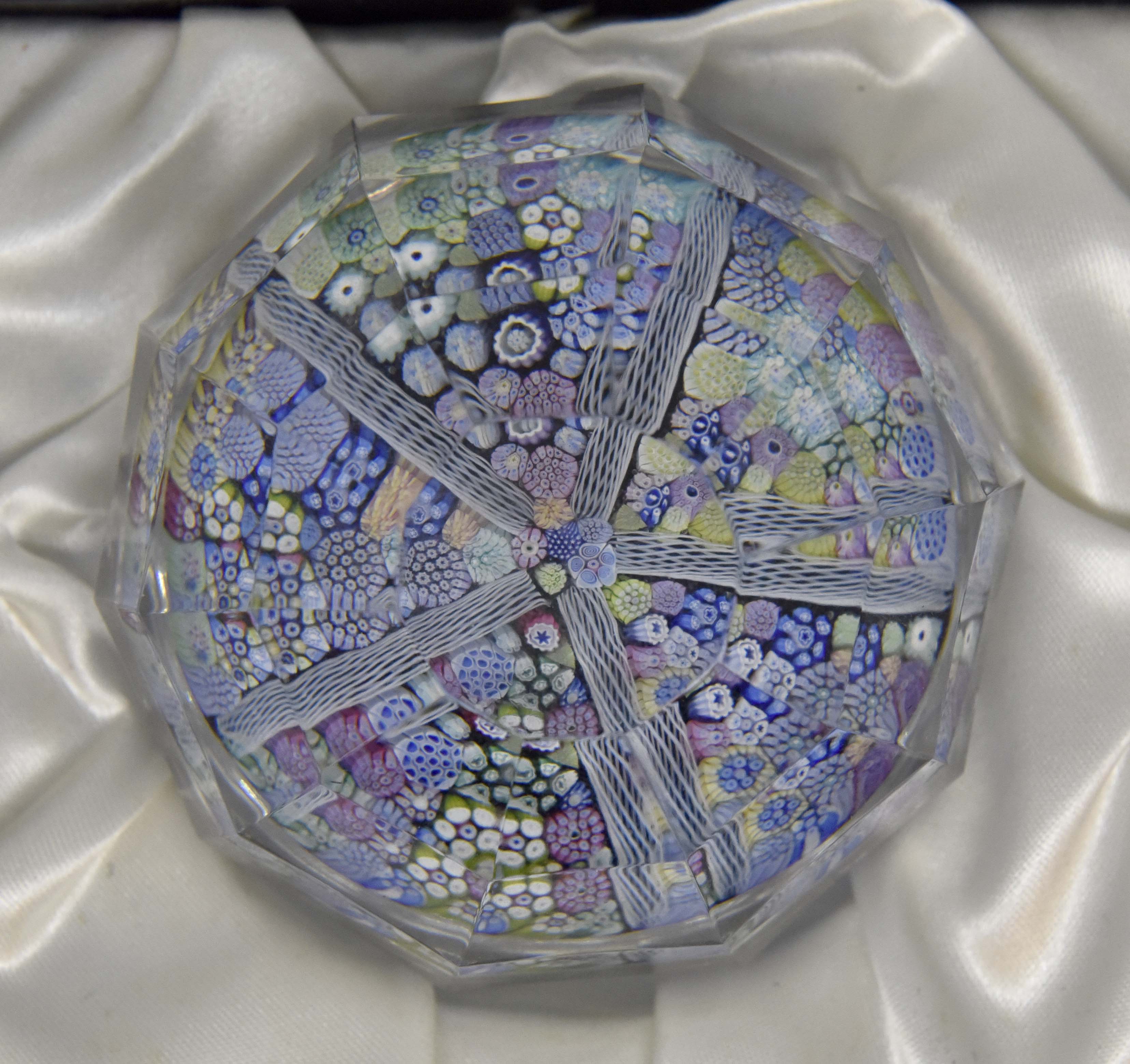 Whitefriars Millefiore paperweight small brick cut lace twist P17 1976 date cane - Image 2 of 2