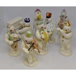 Royal Doulton The Snowman Musician Band figures, Snowman Pianist & Piano, Violinist, Cellist,