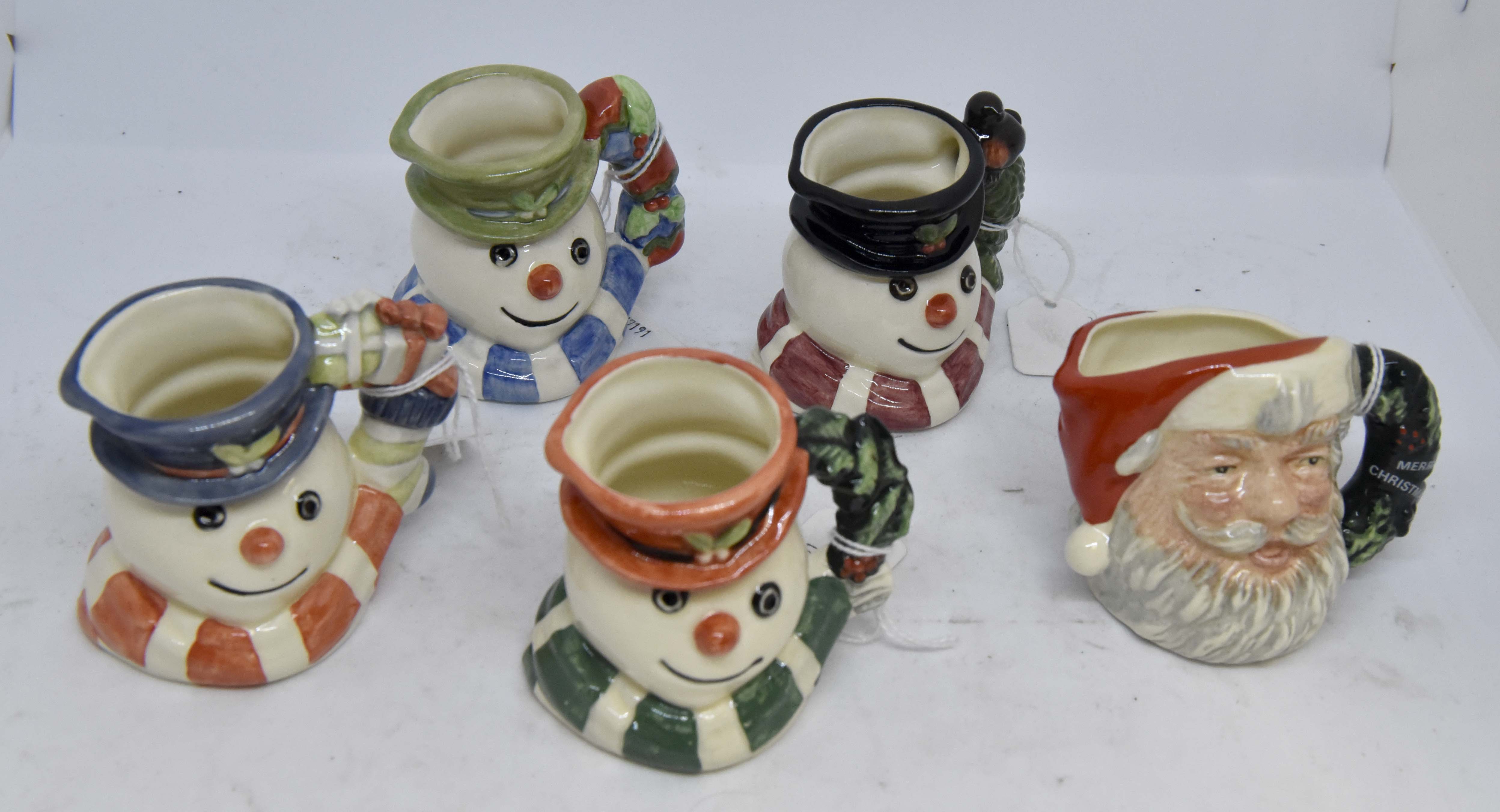 Royal Doulton figures Snowman Stocking Handle, Snowman Xmas Robin, Xmas Cracker Snowman,