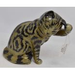 Beswick cat collection; Persian Cat 1877, seated and scratching ear, grey Swiss roll colourway,