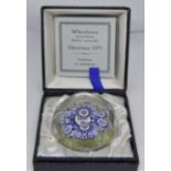 Whitefriars limited edition Millefiori paperweight Christmas 1975 with certificate 488/1000