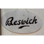 Beswick oval hanging display sign,