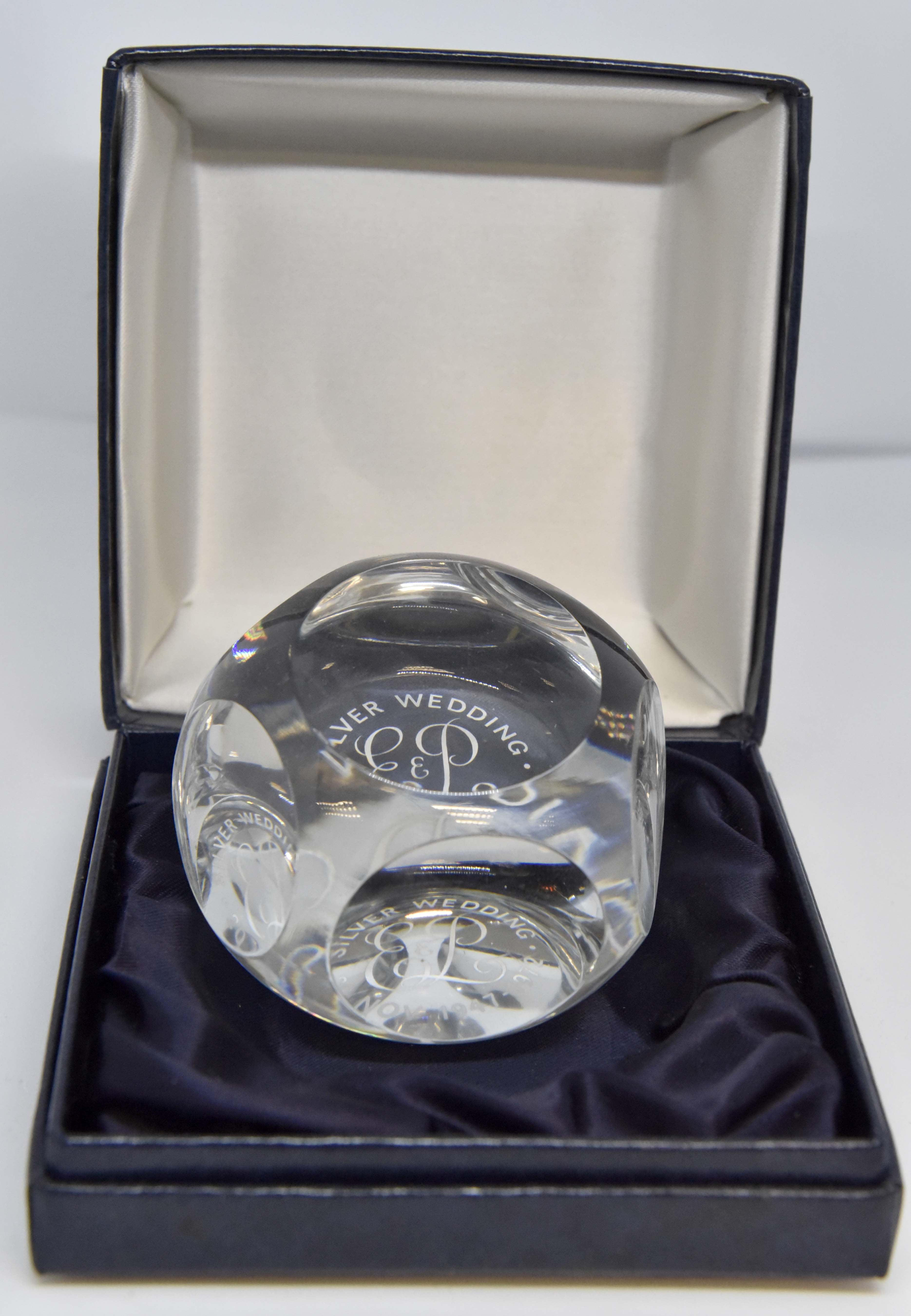 Whitefriars paperweight Royal Silver Wedding 20 Nov 1947-1972