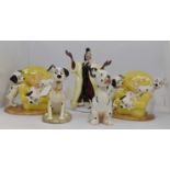 Royal Doulton 101 Dalmatians figures to include; Cruella Deville, Pups in the Armchair,