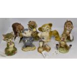 Beswick David Hand Animaland figures, including Zimmy Lion, Oscar Ostrich, Felia, Dusty Mole,