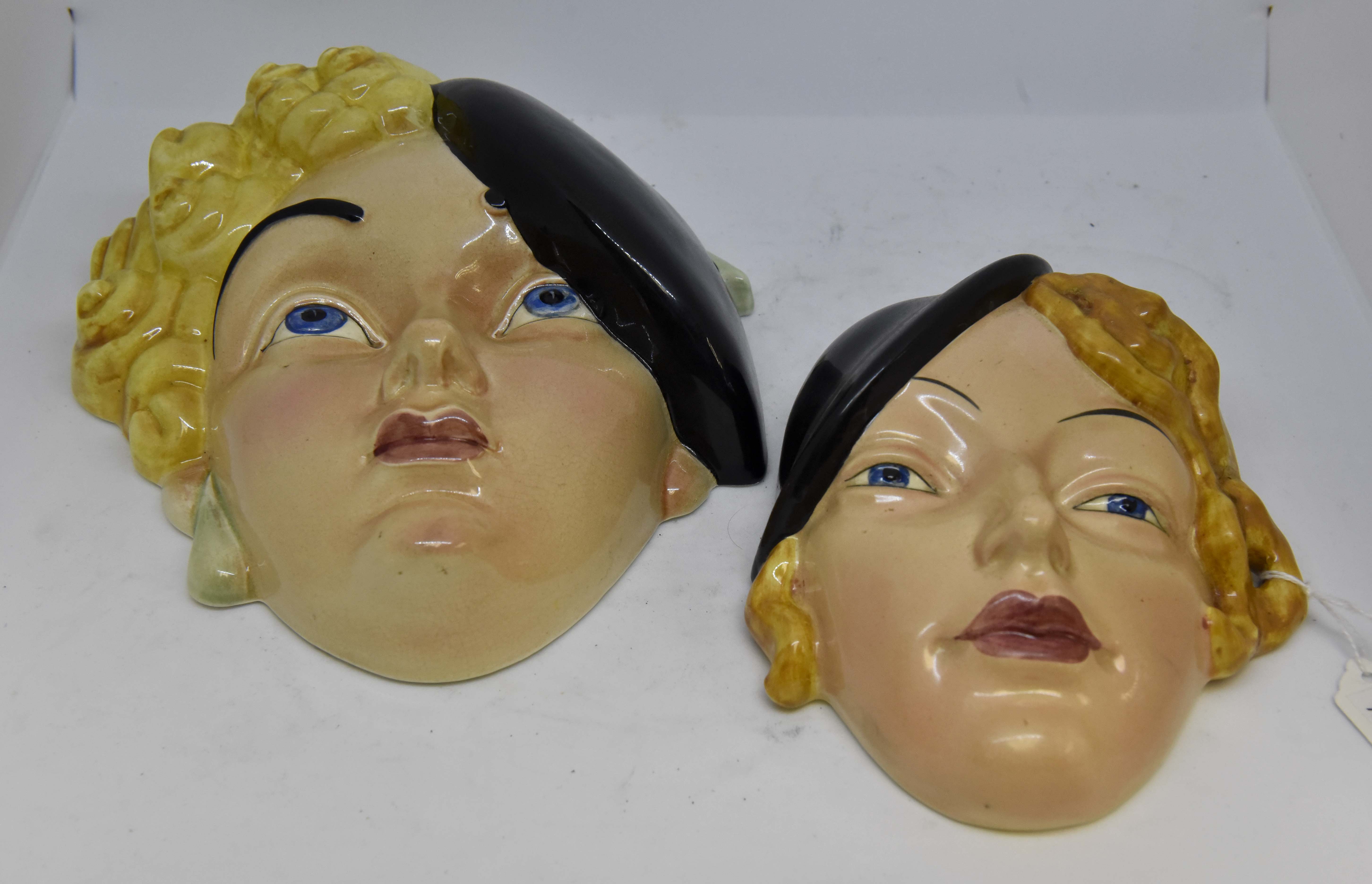 Beswick wall masks Girl with Hat 197, Black Hat,