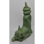 Sylvac green glazed cat with corkscrew tail No obvious signs of damage or restoration