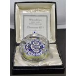 Whitefriars limited edition Millefiori paperweight Christmas 1975 with certificate,