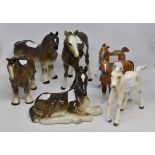 Group of seven 20th Century ceramic horse and foal figurines