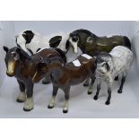 A group of five late 20th Century ceramic horses (5)