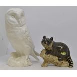 Beswick raccoon number 2194 and Beswick barn owl (no colour) number 1046