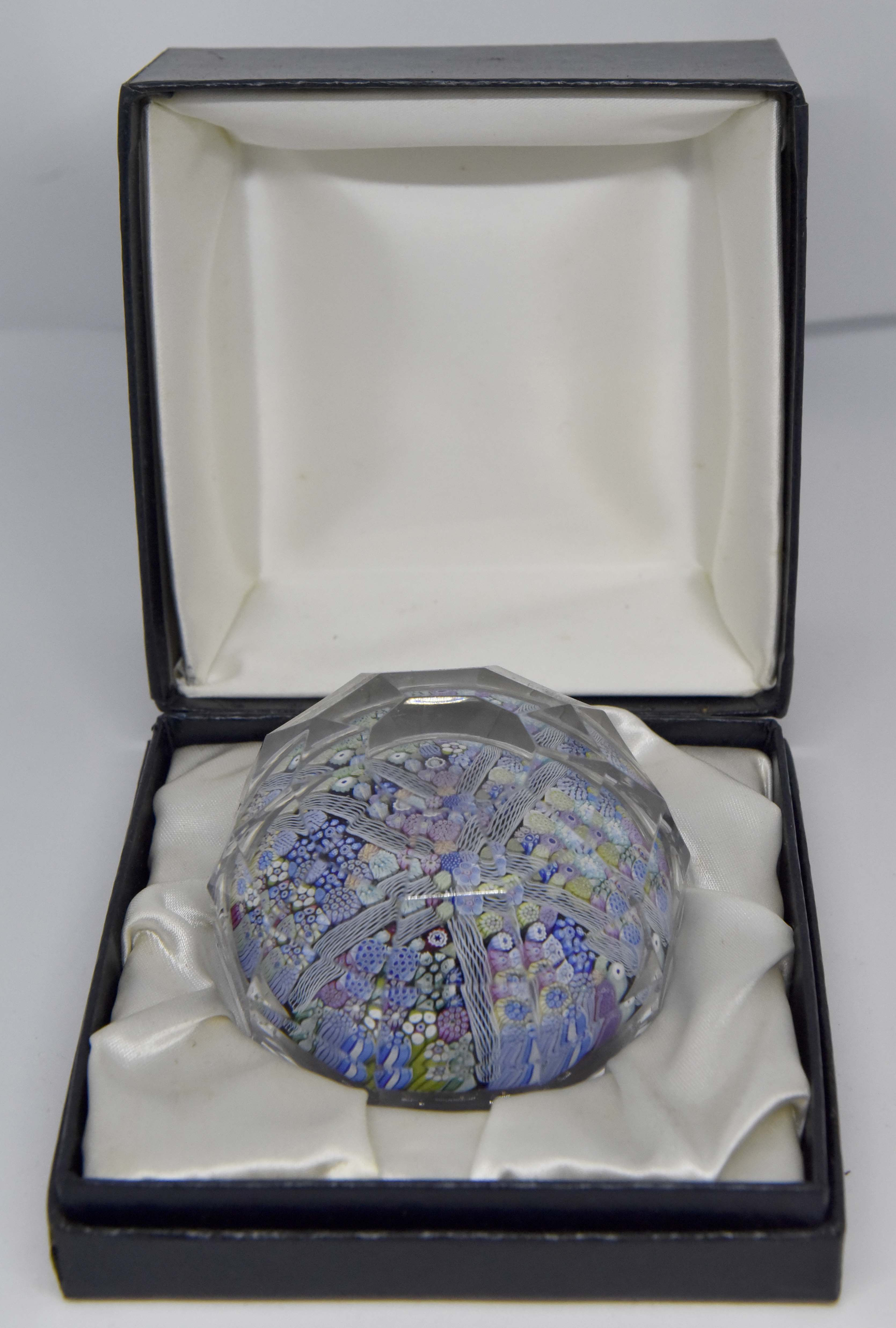 Whitefriars Millefiore paperweight small brick cut lace twist P17 1976 date cane