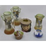 Royal Doulton Dickens Ware; Mr Pickwick 5¾, Mr Squeers 5¾, Mr Pickwick 4½,