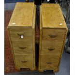 Pair of late 20's early 1930's Art Deco side cabinets with three drawers,