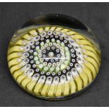 Whitefriars plain paperweight, single cane set in concentric rings P1.
