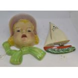 Beswick wall masks Young Girl with Bonnet 380,