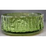 Whitefriars green bark textured low bowl,