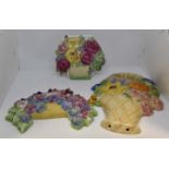 Beswick wall plaques; Flowers in Basket number 551, Spray of Flowers number 557,