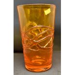 Whitefriars vase with random strapping in Tangerine,