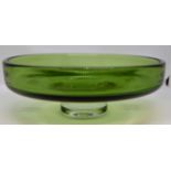 Whitefriars footed green glass bowl, 245 mm diameter by 86 mm high approx, pattern number 9662,