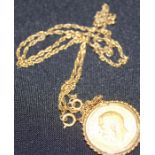 A 1912 George V gold sovereign, London mint, in 9ct. gold hallmarked pendant mount, suspended from