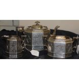 A fine Victorian Scottish three piece silver tea service, by George & Michael Crichton, assayed