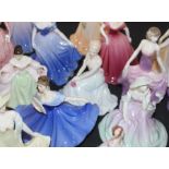A collection of Royal Doulton and Coalport figurines, to include; Royal Doulton: "Fragrance" HN