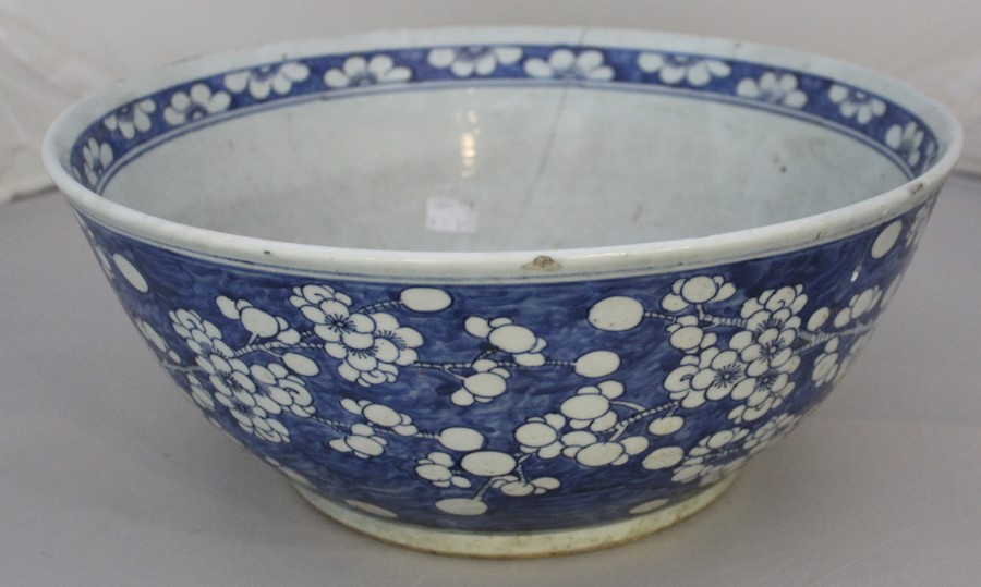 **REOFFER LONDON OCT SALE 50/80**A large Chinese porcelain prunus blossom punch bowl