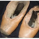 **TO BE COLLECTED**A pair of signed Margaret Barbieri ballet shoes, in pink by Fredi Freed, one shoe