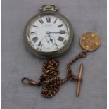 Railwayana: A Winegarten's nickel plated "Railway Regulator" pocket watch, having signed white