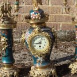 A 19th cent continental  clock garniture