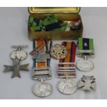 A collection of military medals, including: A Victorian silver Boer war Queens South Africa medal,