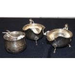 A pair of silver sauce boats, by Adie Brothers Ltd, assayed Birmingham 1956, having gadrooned rim