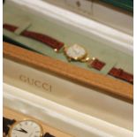 Two Gucci ladies' wristwatches, quartz movement, to original Gucci straps in Gucci boxes, together