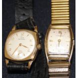 A Record 9ct. gold gentleman's wrist watch, c.1962, manual movement, having signed silvered circular