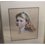 Sean Keating PRHA HRSA (1889-1977), "Portrait of Shirley Coburn as a young girl" pastel on tinted