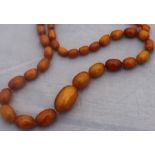 A graduated butterscotch amber graduated bead necklace, the largest bead length 27mm x diameter