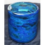 A Michael Harris for Isle of Wight "Seaward" glass vase, of straight circular form, signed to