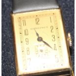 A Longines 14ct. gold gentleman's wrist watch, manual movement, having signed gold coloured